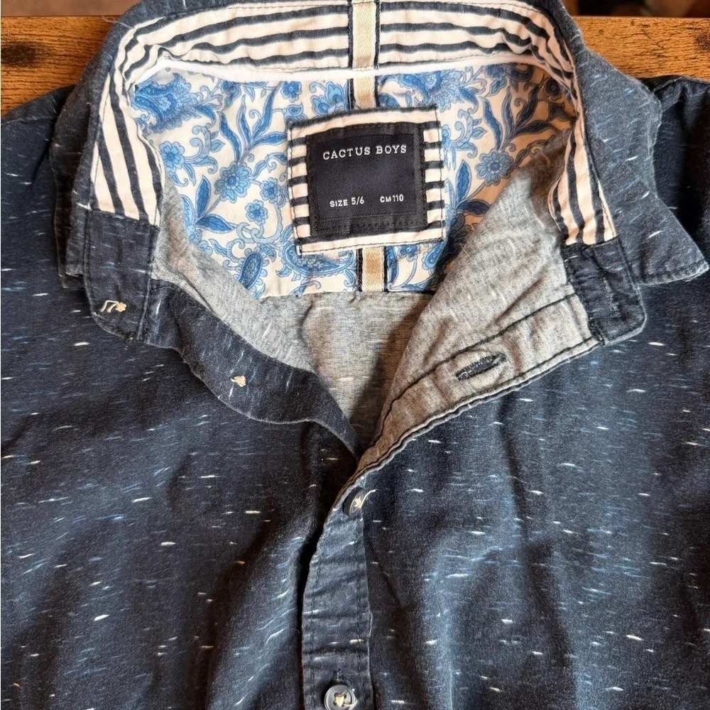 Cactus Boys Kids Navy Button Down Shirt